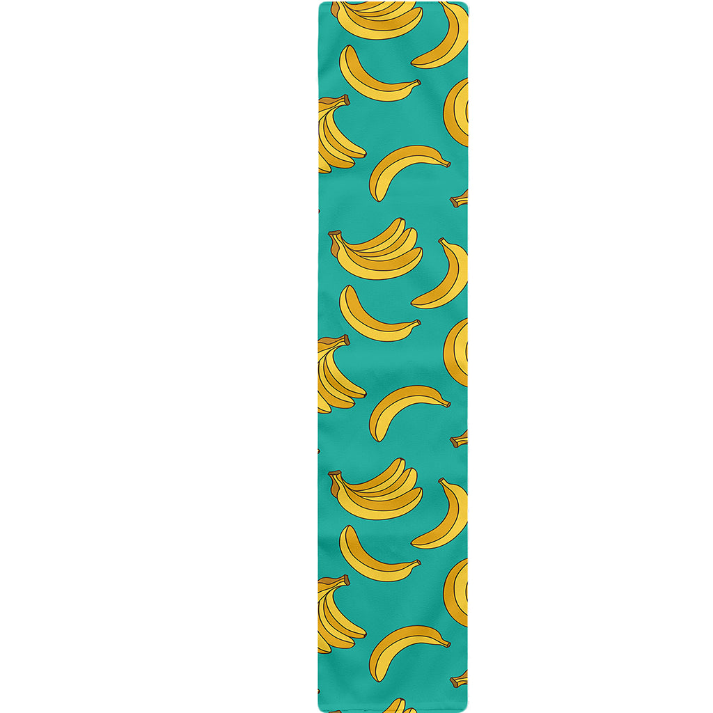 Teal Banana Pattern Print Table Runner