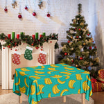 Teal Banana Pattern Print Tablecloth