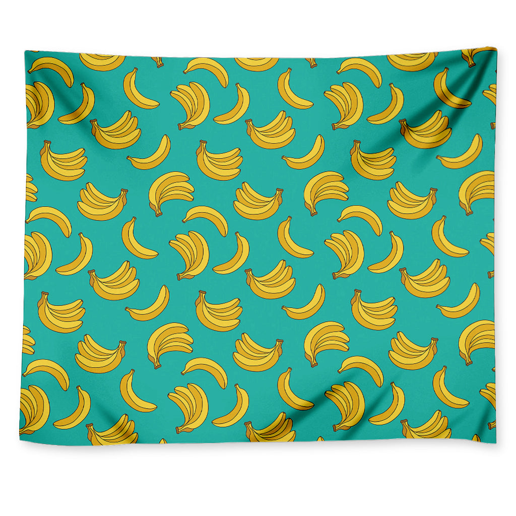 Teal Banana Pattern Print Tapestry
