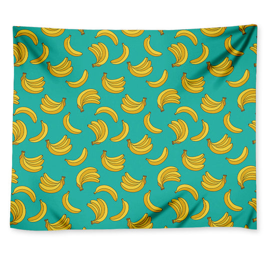 Teal Banana Pattern Print Tapestry