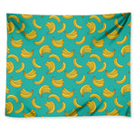 Teal Banana Pattern Print Tapestry