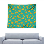 Teal Banana Pattern Print Tapestry