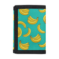 Teal Banana Pattern Print Trifold Wallet