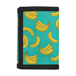 Teal Banana Pattern Print Trifold Wallet