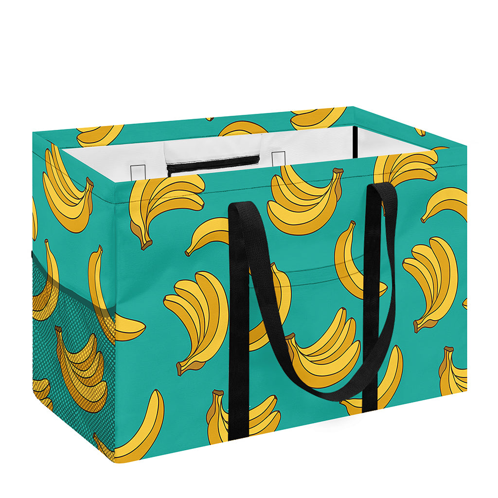 Teal Banana Pattern Print Utility Tote Bag
