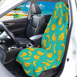 Teal Banana Pattern Print Waterproof Car Seat Cover