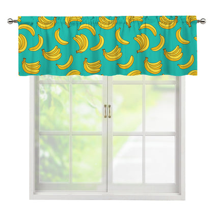 Teal Banana Pattern Print Window Valance