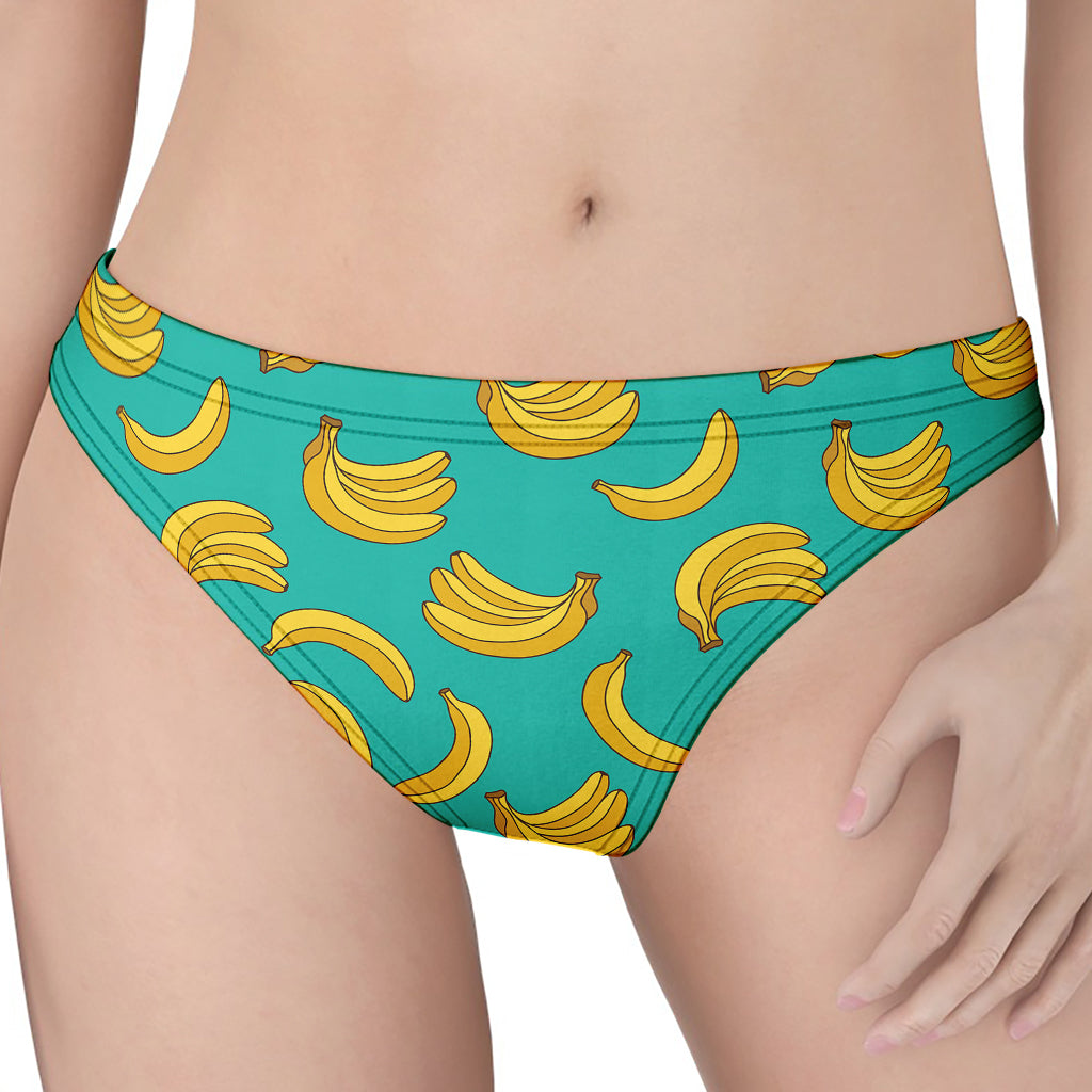 Teal Banana Pattern Print Women's Thong