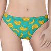 Teal Banana Pattern Print Women's Thong