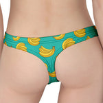 Teal Banana Pattern Print Women's Thong