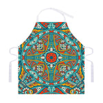 Teal Bohemian Mandala Pattern Print Adjustable Apron