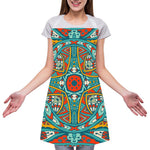 Teal Bohemian Mandala Pattern Print Adjustable Apron