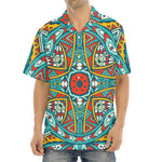 Teal Bohemian Mandala Pattern Print Aloha Shirt