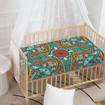 Teal Bohemian Mandala Pattern Print Baby Crib Sheet