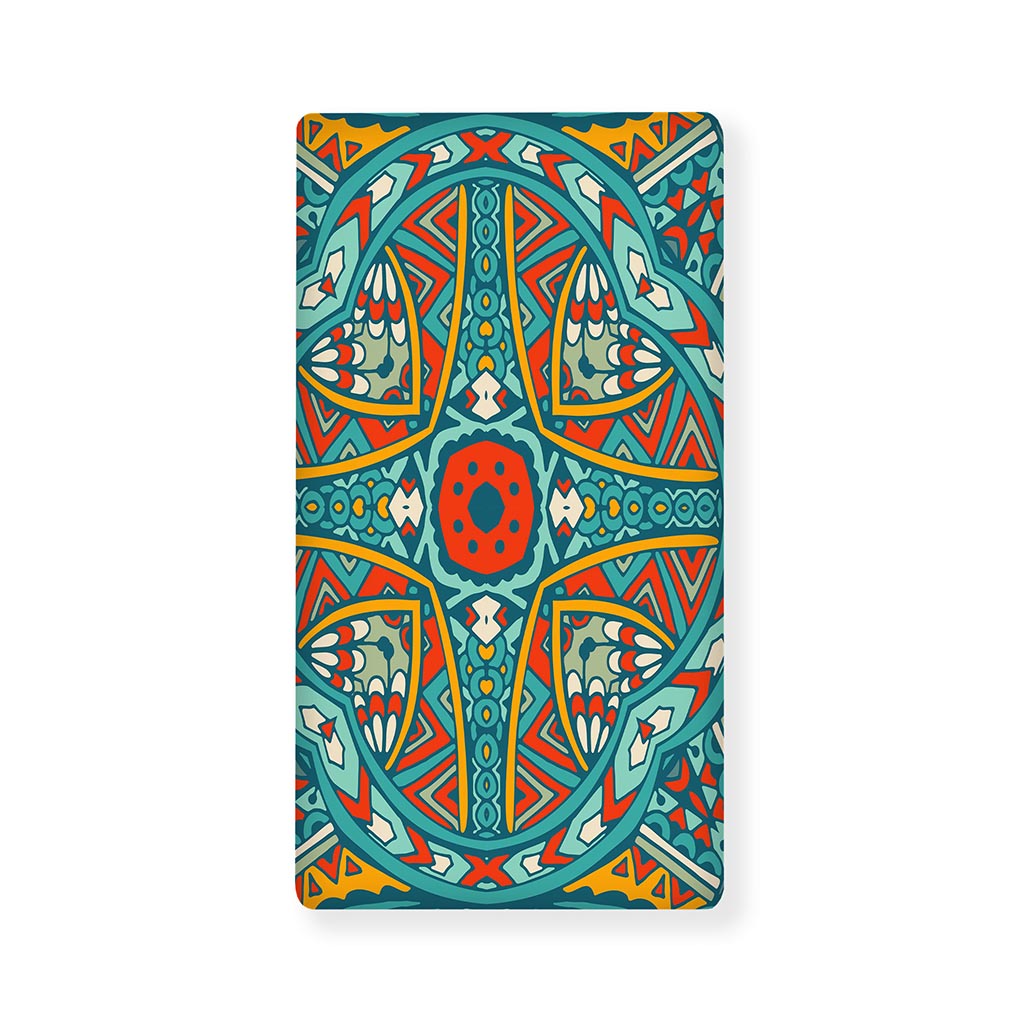 Teal Bohemian Mandala Pattern Print Baby Crib Sheet