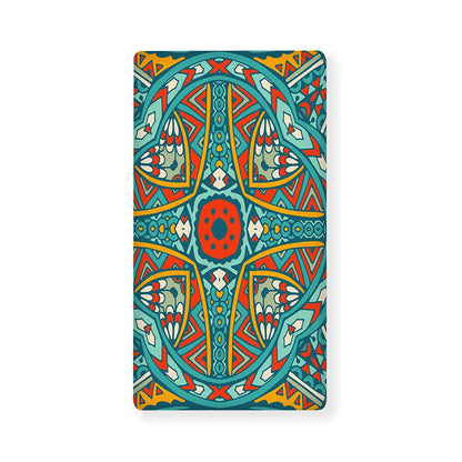 Teal Bohemian Mandala Pattern Print Baby Crib Sheet