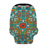 Teal Bohemian Mandala Pattern Print Baby Seat Cover