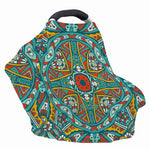 Teal Bohemian Mandala Pattern Print Baby Seat Cover