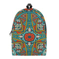 Teal Bohemian Mandala Pattern Print School Backpack