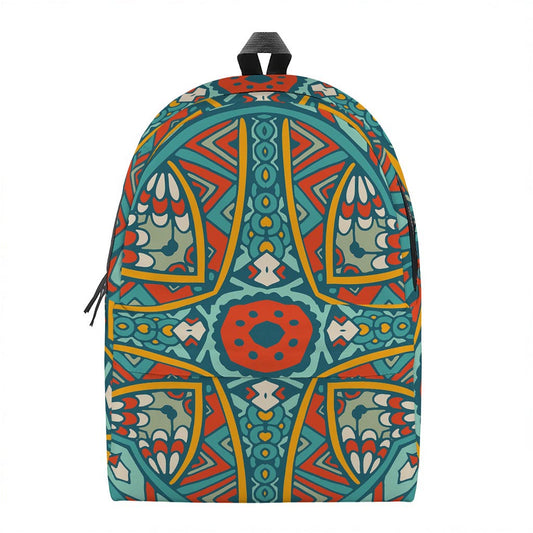 Teal Bohemian Mandala Pattern Print Backpack