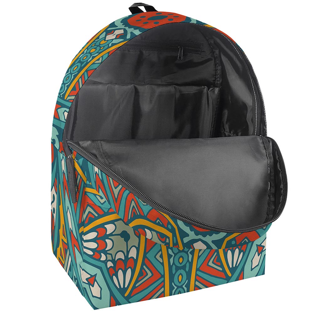 Teal Bohemian Mandala Pattern Print Backpack