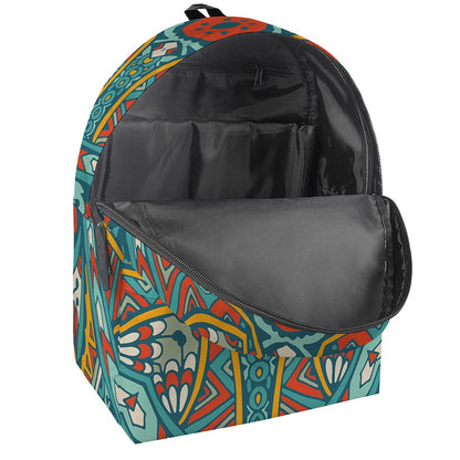 Teal Bohemian Mandala Pattern Print Backpack