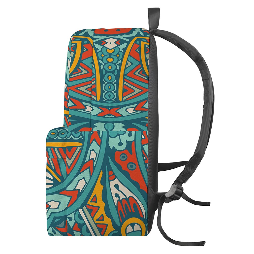 Teal Bohemian Mandala Pattern Print Backpack