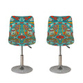 Teal Bohemian Mandala Pattern Print Bar Stool Covers