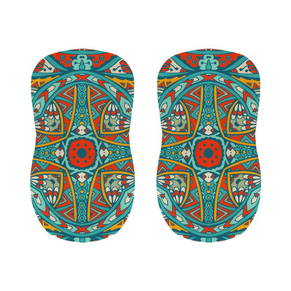 Teal Bohemian Mandala Pattern Print Bar Stool Covers