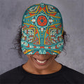 Teal Bohemian Mandala Pattern Print Baseball Cap
