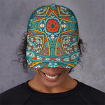 Teal Bohemian Mandala Pattern Print Baseball Cap