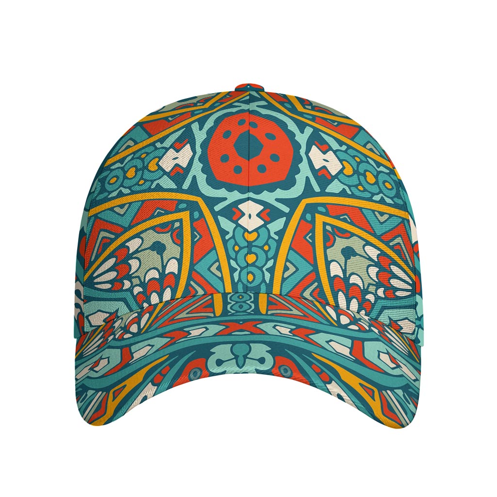 Teal Bohemian Mandala Pattern Print Baseball Cap
