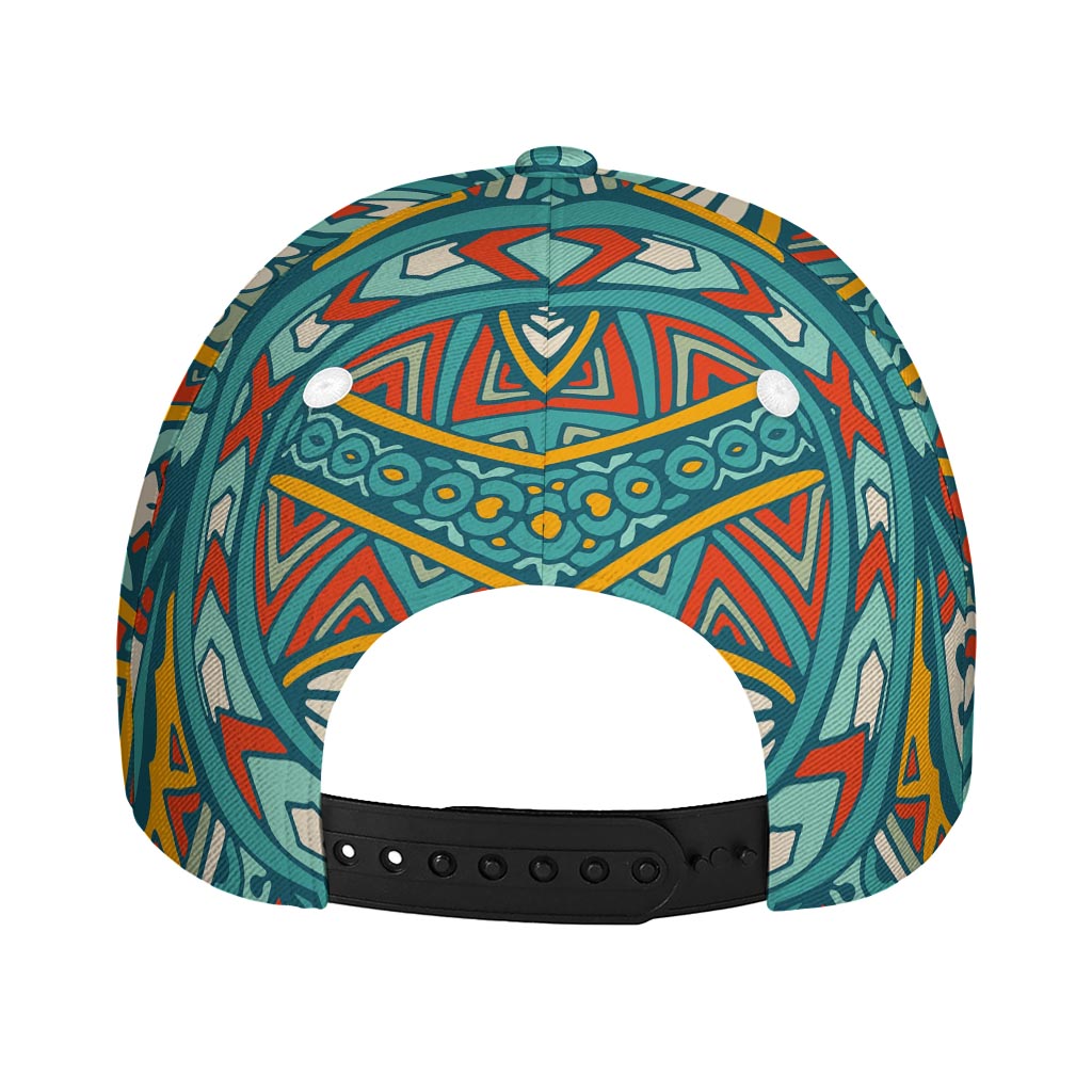 Teal Bohemian Mandala Pattern Print Baseball Cap