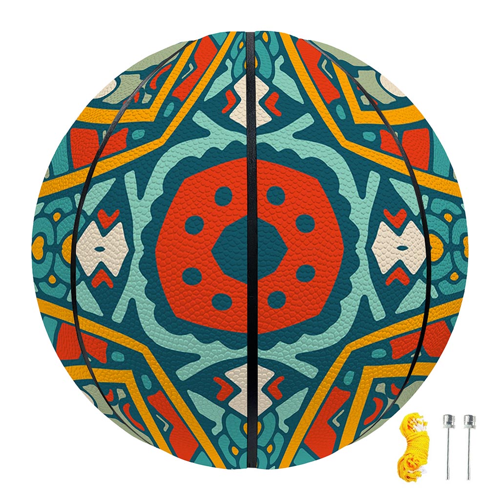 Teal Bohemian Mandala Pattern Print Basketball
