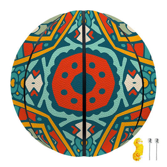 Teal Bohemian Mandala Pattern Print Basketball