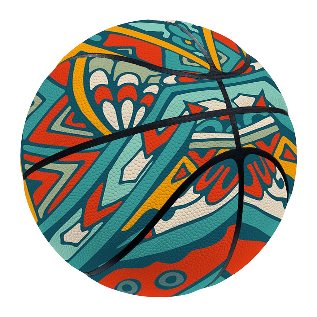 Teal Bohemian Mandala Pattern Print Basketball