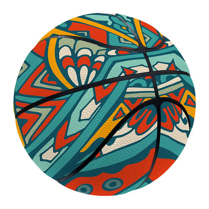 Teal Bohemian Mandala Pattern Print Basketball
