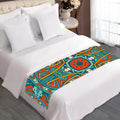 Teal Bohemian Mandala Pattern Print Bed Runner