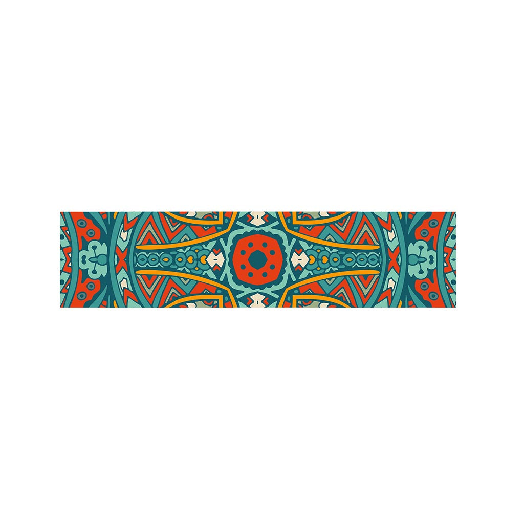 Teal Bohemian Mandala Pattern Print Bed Runner