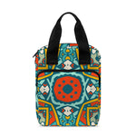 Teal Bohemian Mandala Pattern Print Bible Tote Bag
