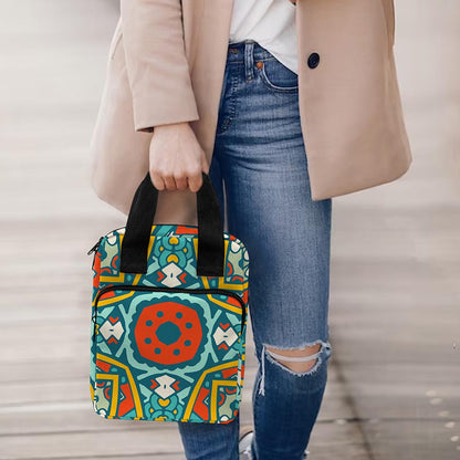 Teal Bohemian Mandala Pattern Print Bible Tote Bag