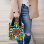 Teal Bohemian Mandala Pattern Print Bible Tote Bag