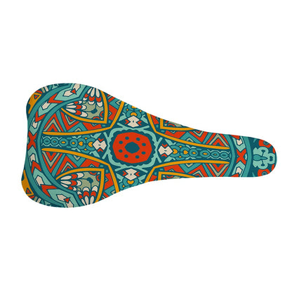 Teal Bohemian Mandala Pattern Print Bicycle Seat Cover