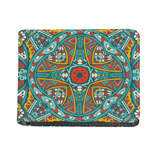 Teal Bohemian Mandala Pattern Print Bifold Wallet
