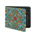 Teal Bohemian Mandala Pattern Print Bifold Wallet