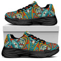 Teal Bohemian Mandala Pattern Print Black Chunky Shoes