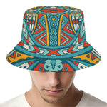 Teal Bohemian Mandala Pattern Print Bucket Hat