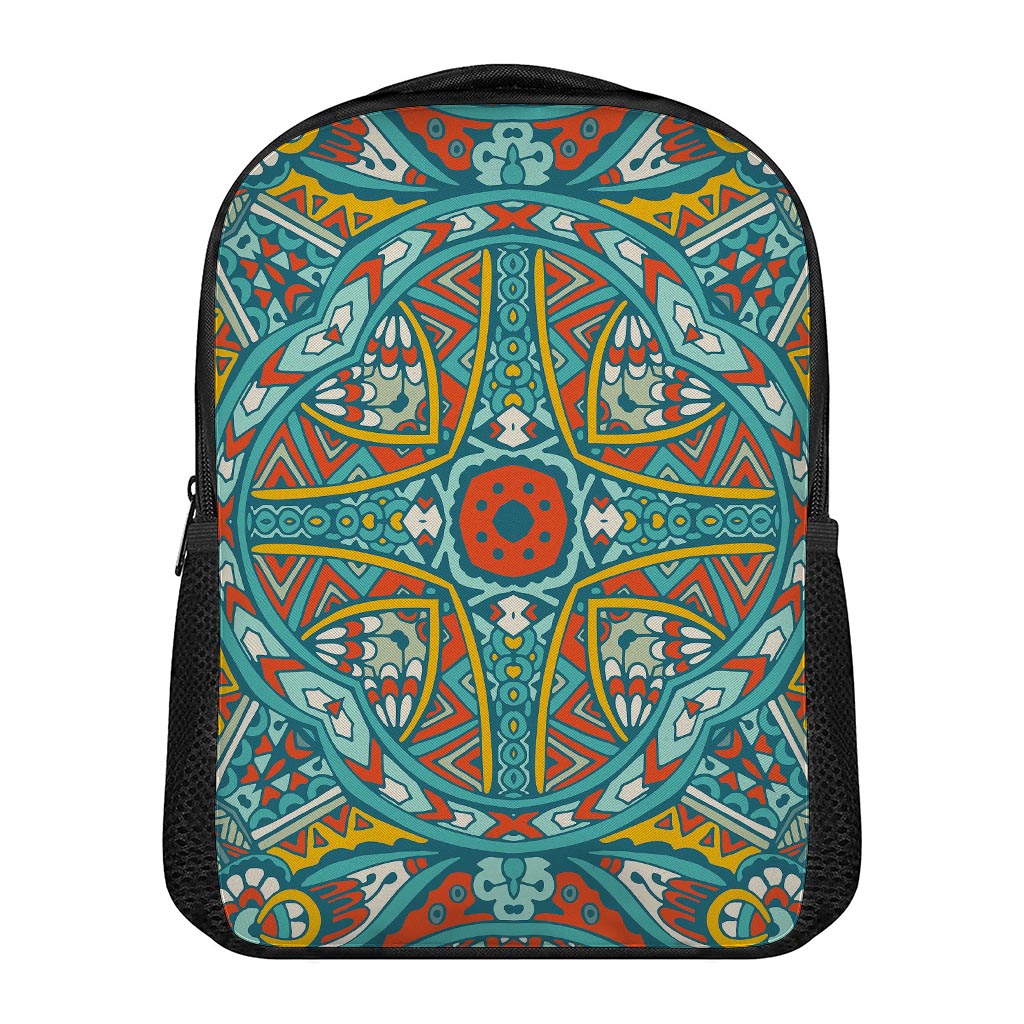 Teal Bohemian Mandala Pattern Print Casual Backpack
