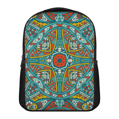 Teal Bohemian Mandala Pattern Print Casual Backpack