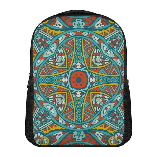 Teal Bohemian Mandala Pattern Print Casual Backpack